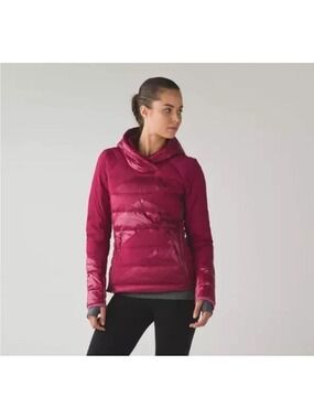 Lululemon Down Right Cozy Pullover Jacket Goose Down 800 Warm Berry Size 6